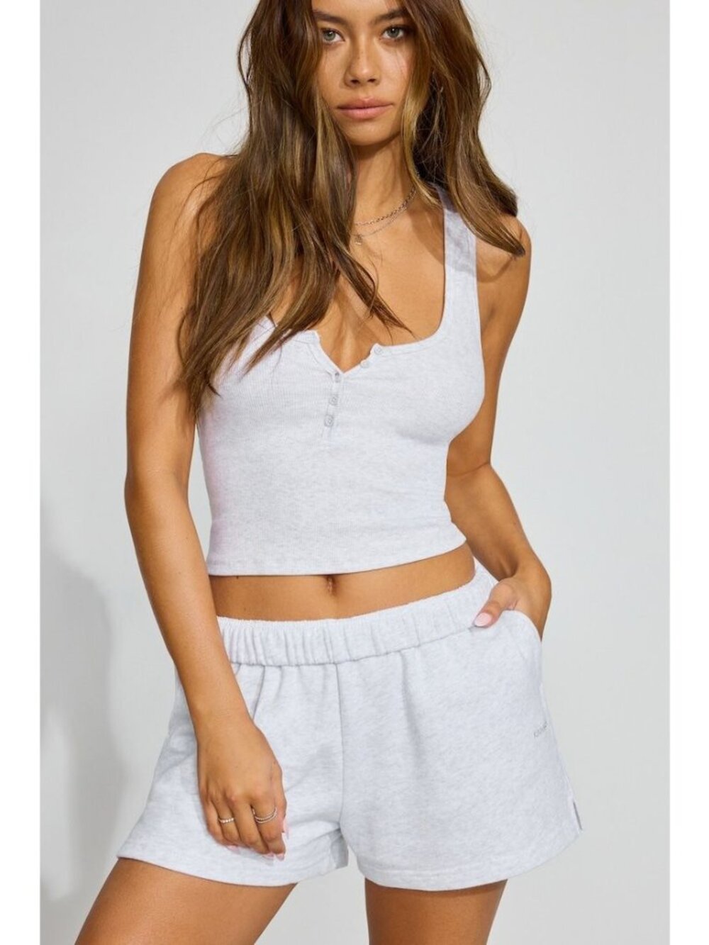 Garage Soft Terry High Rise Sweat Shorts Heather Grey XS